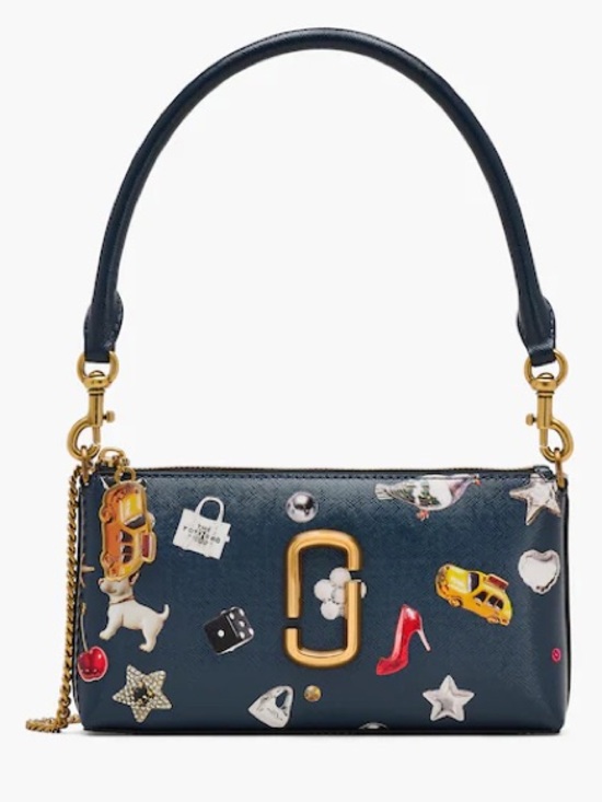 Marc Jacobs Handbags - Marc Jacobs Navy Leather Mini Shoulder Bag with Multicolor Charm Accents